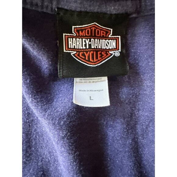Harley Davidson Blue V Neck Indianapolis Southside T shirt Size Large - Picture 3 of 6
